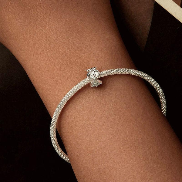 BUtterfly Orchid Sterling Silver Spacer Bead Charm Pendant Bracelet Necklace