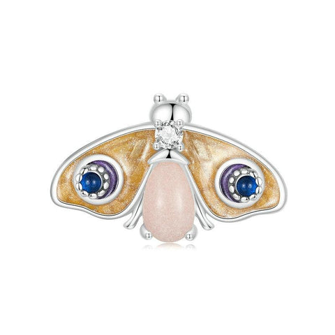 Glow In The Dark Butterfly Moth Sterling Silver Bead Charm Bracelet Necklace
