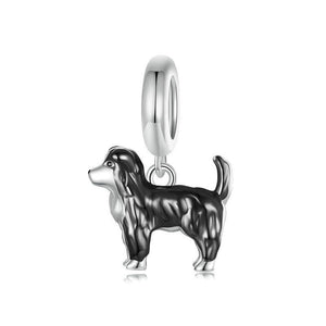 Border Collie Enamel Sterling Silver Bead Charm Pendant Bracelet Necklace