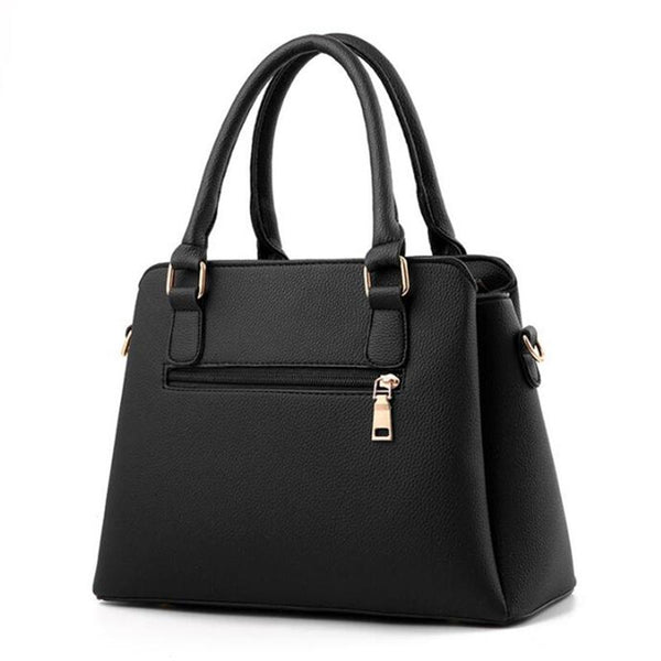 Embroidered Faux PU Leather Shoulder Crossbody Bag Tassel Charm Black