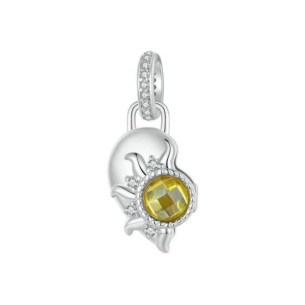 Sun Moon Heart Twin Sterling Silver Bead Charm Bracelet Necklace Pendant