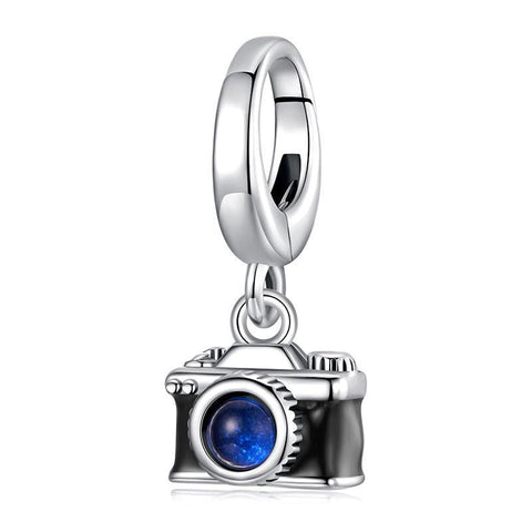Photographer Camera Sterling Silver Crystal Bead Charm Bracelet