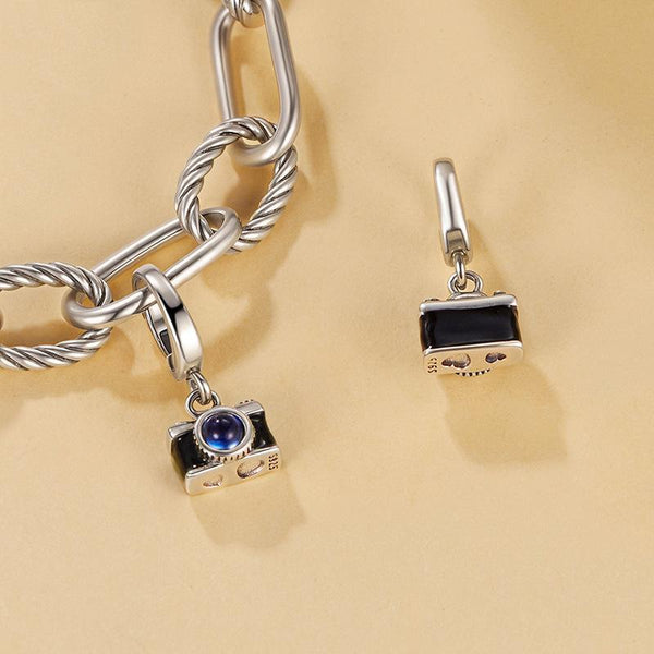 Photographer Camera Sterling Silver Crystal Bead Charm Bracelet