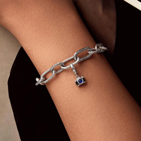Photographer Camera Sterling Silver Crystal Bead Charm Bracelet