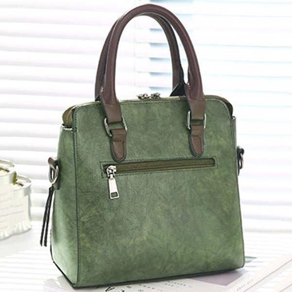Faux PU Leather Crossbody Shoulder Tote Bag Handbag Tassel Green