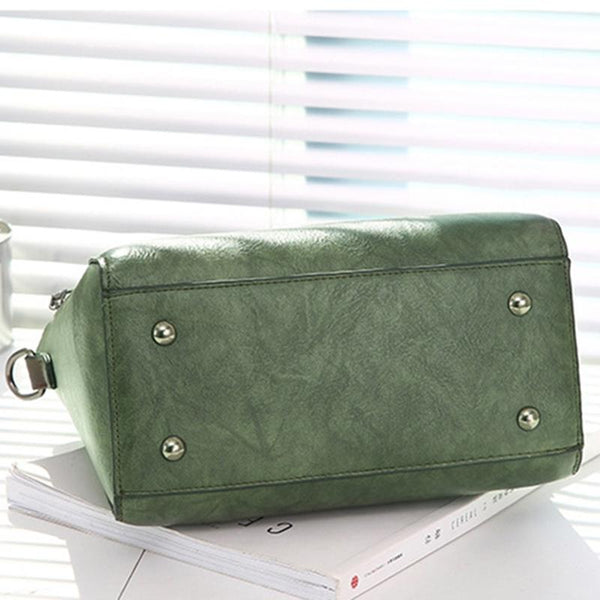 Faux PU Leather Crossbody Shoulder Tote Bag Handbag Tassel Green