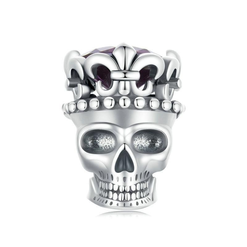 Halloween Skull Sterling Silver Bead Charm Bracelet Necklace Pendant