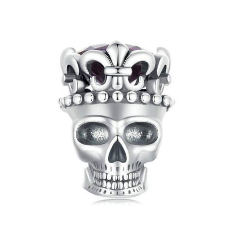 Halloween Skull Sterling Silver Bead Charm Bracelet Necklace Pendant
