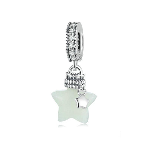Luminous Star Sterling Silver CZ Bead Charm Bracelet Necklace