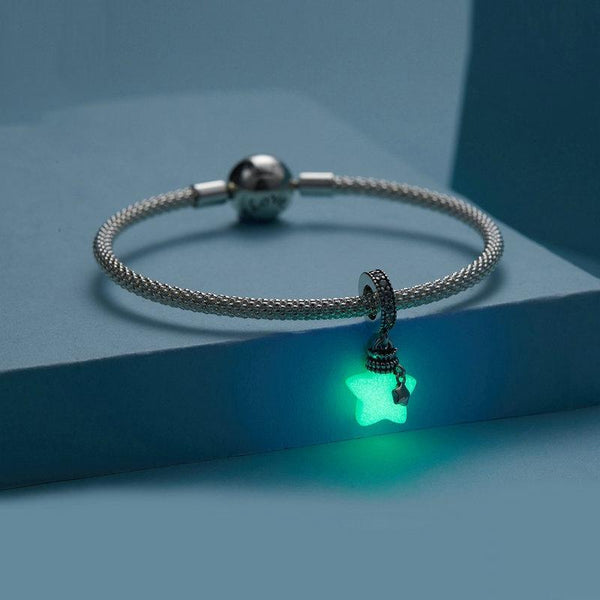 Luminous Star Sterling Silver CZ Bead Charm Bracelet Necklace