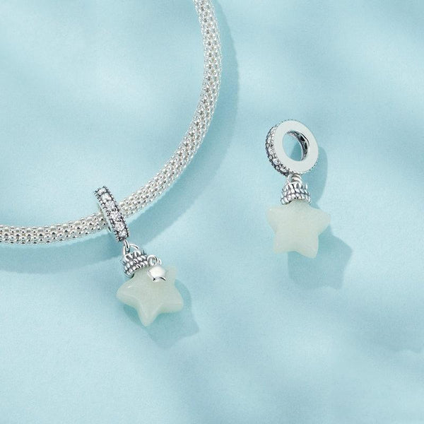 Luminous Star Sterling Silver CZ Bead Charm Bracelet Necklace