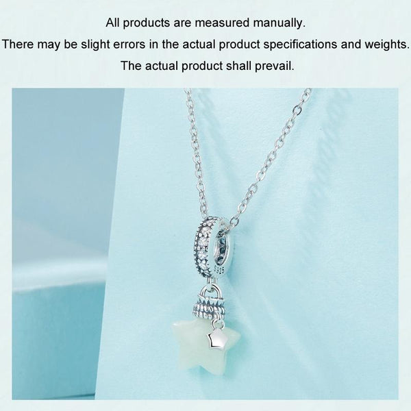 Luminous Star Sterling Silver CZ Bead Charm Bracelet Necklace