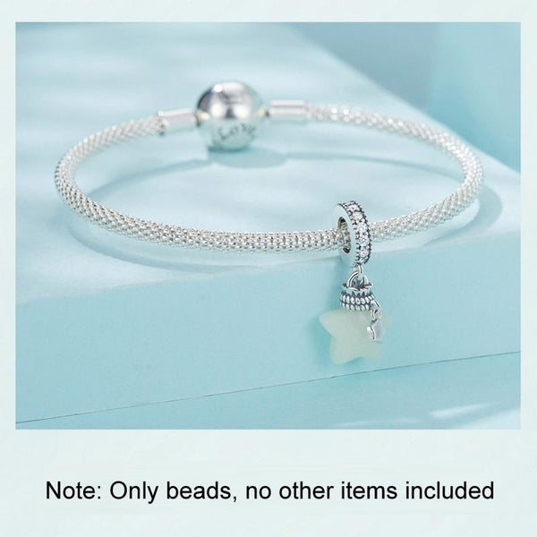 Luminous Star Sterling Silver CZ Bead Charm Bracelet Necklace