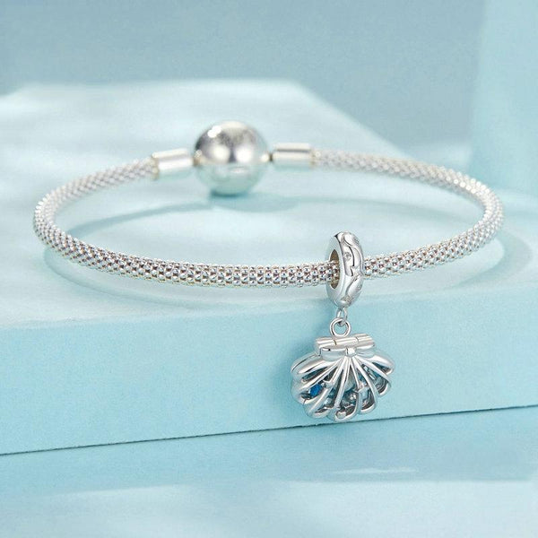 Openable Pearl Shell Sterling Silver Bead Charm Bracelet Necklace Pendant
