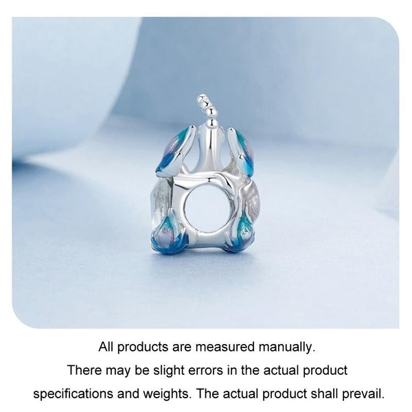 Peacock Enamel Sterling Silver CZ Bead Charm Bracelet Necklace Pendant