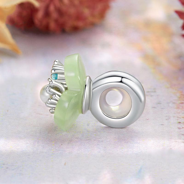 Flower Resin Faux Pearl Sterling Silver Zircon CZ Bead Charm Bracelet Necklace