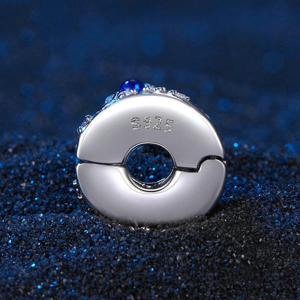 Blue Stars Flowers Sterling Silver Crystal Zircon CZ Bead Charm Bracelet