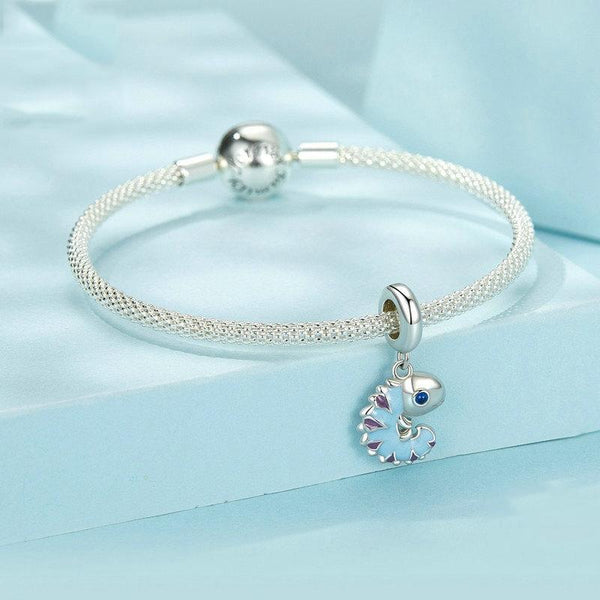 Chameleon Enamel Sterling Silver Bead Charm Bracelet Necklace Pendant
