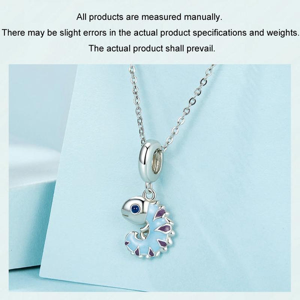 Chameleon Enamel Sterling Silver Bead Charm Bracelet Necklace Pendant