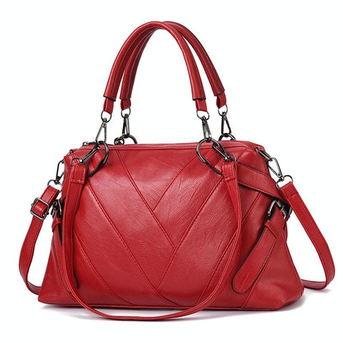 Geometric Soft PU Leather Shoulder Crossbody Bag Handbag Red Wine