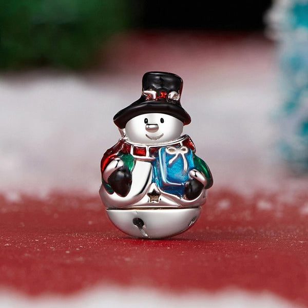 Snowman Enamel Sterling Silver Bead Charm Bracelet Necklace Pendant