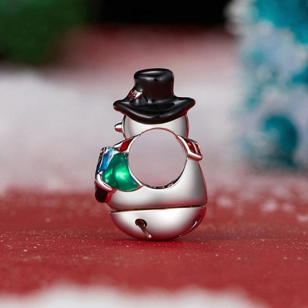 Snowman Enamel Sterling Silver Bead Charm Bracelet Necklace Pendant