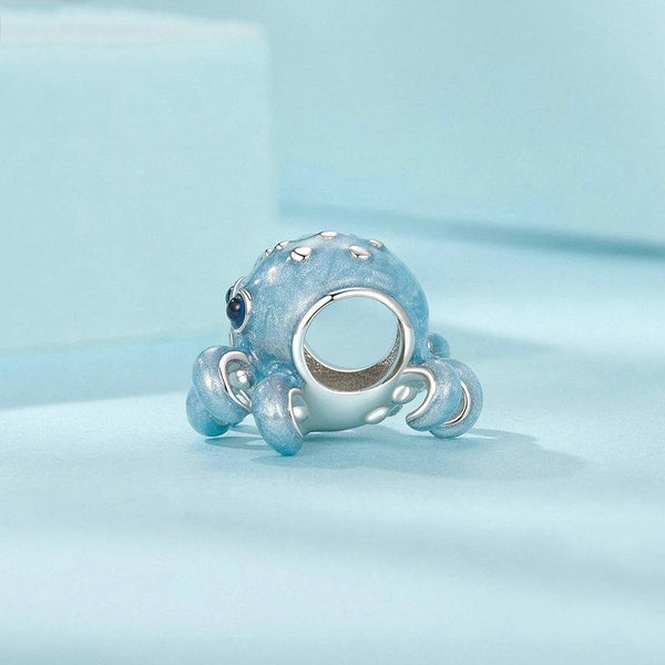 Octopus Enamel Sterling Silver CZ Bead Charm Bracelet Necklace Pendant