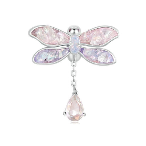 Crystal Dragonfly Sterling Silver Bead Charm Bracelet Necklace Pendant