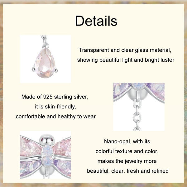 Crystal Dragonfly Sterling Silver Bead Charm Bracelet Necklace Pendant