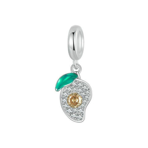 Mango Enamel Sterling Silver CZ Bead Charm Bracelet Necklace Pendant