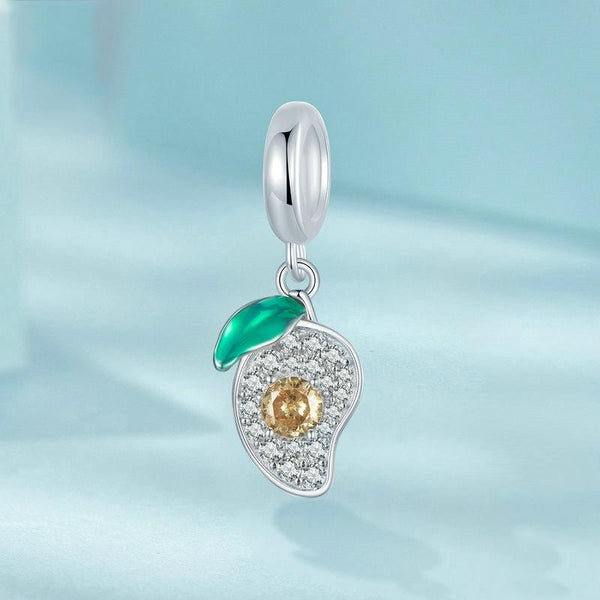 Mango Enamel Sterling Silver CZ Bead Charm Bracelet Necklace Pendant