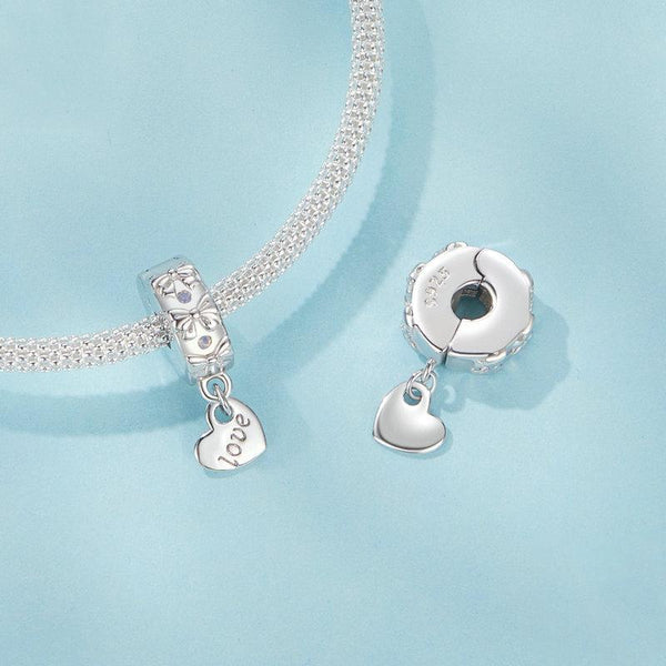 Love Heart Bows Plated Sterling Silver Opal Look Bead Charm Bracelet Necklace