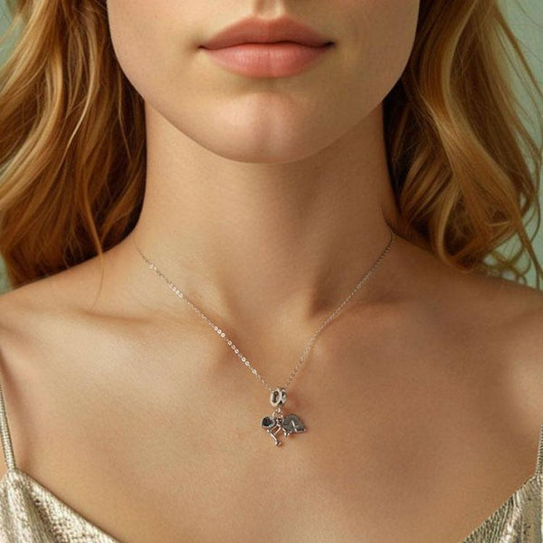 Music Note Platinum Plated Sterling Silver Glass Bead Charm Bracelet Necklace