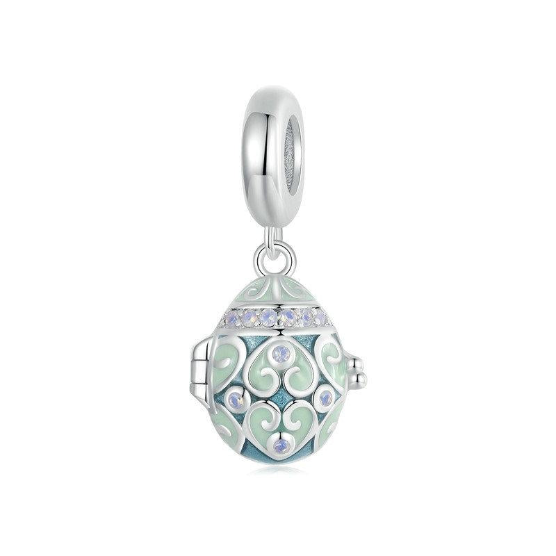 Easter Egg Enamel Sterling Silver Bead Charm Bracelet Necklace Pendant