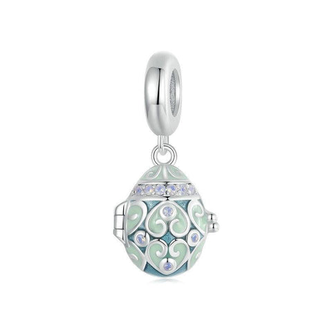 Easter Egg Enamel Sterling Silver Bead Charm Bracelet Necklace Pendant