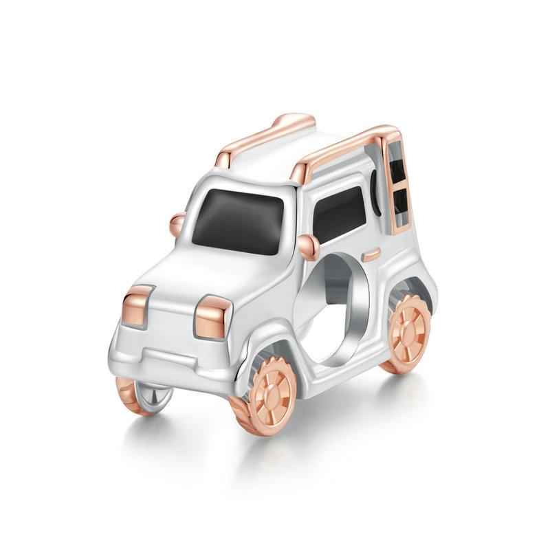 Off Road Car Enamel Sterling Silver Bead Charm Bracelet Necklace