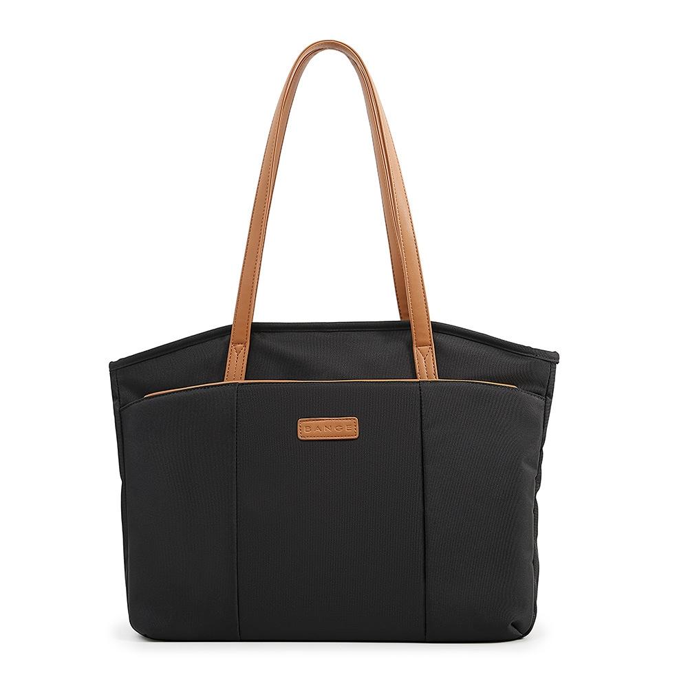 Nylon 450D Laptop Tote Shoulder Bag Multi Pocket Travel Work Black