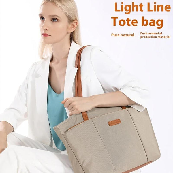 Nylon 450D Laptop Tote Shoulder Bag Multi Pocket Travel Work Black