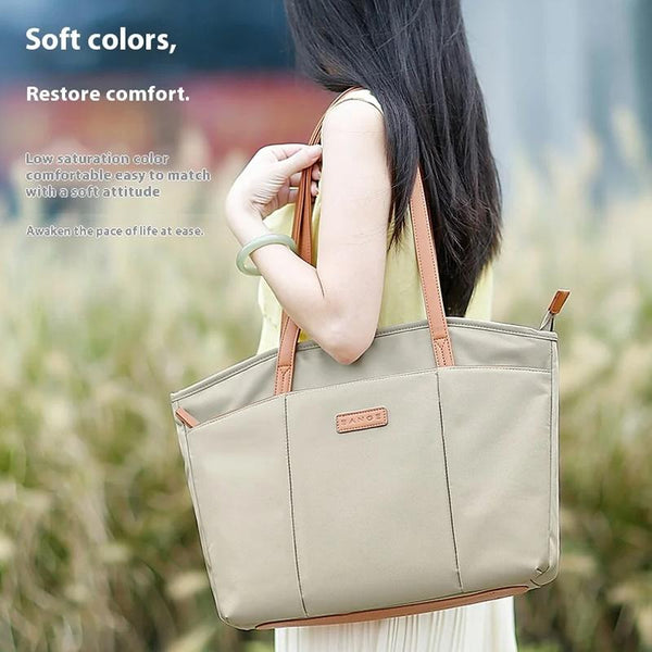 Nylon 450D Laptop Tote Shoulder Bag Multi Pocket Travel Work Black
