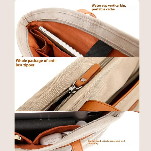 Nylon 450D Laptop Tote Shoulder Bag Multi Pocket Travel Work Black