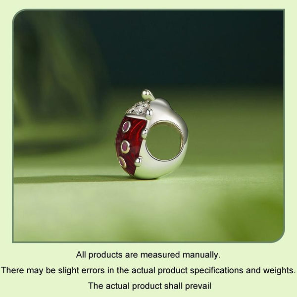 Ladybird Ladybug Enamel Sterling Silver CZ Bead Charm Bracelet Necklace Pendant