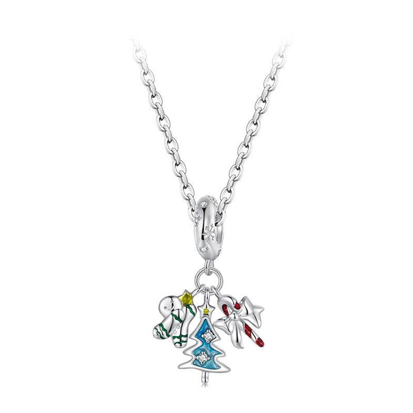 Christmas Enamel Sterling Silver Bead Charm Bracelet Necklace Pendant