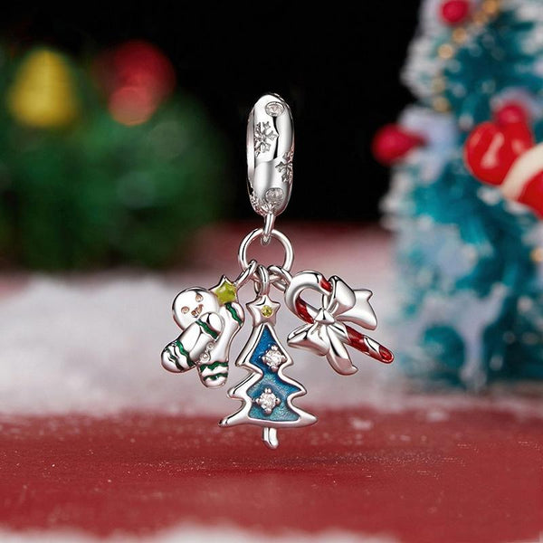 Christmas Enamel Sterling Silver Bead Charm Bracelet Necklace Pendant