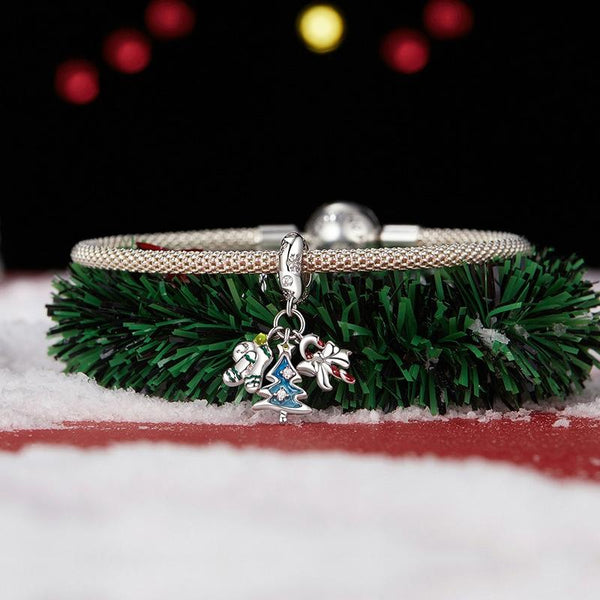 Christmas Enamel Sterling Silver Bead Charm Bracelet Necklace Pendant