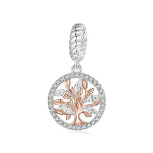 Tree Of Life Sterling Silver CZ Bead Charm Pendant Bracelet Necklace