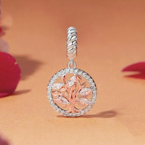 Tree Of Life Sterling Silver CZ Bead Charm Pendant Bracelet Necklace