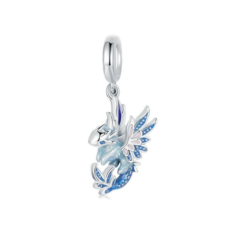 Dragon Enamel Sterling Silver Bead Charm Bracelet Necklace Pendant