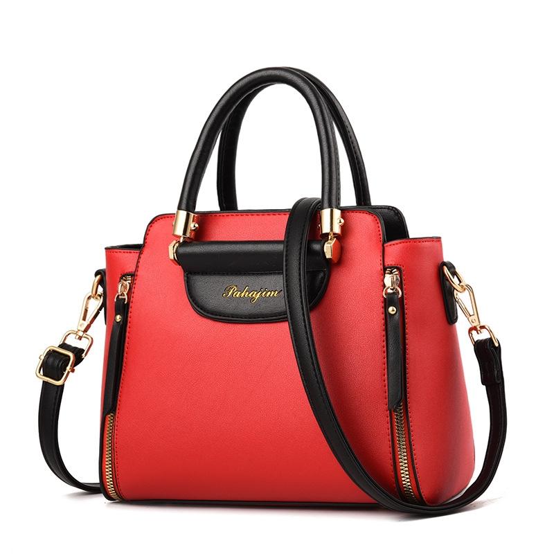 Faux PU Leather Crossbody Shoulder Bag Handbag Gold Hardware Red Black