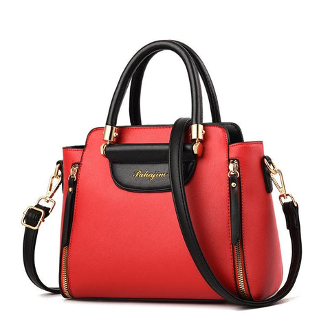 Faux PU Leather Crossbody Shoulder Bag Handbag Gold Hardware Red Black