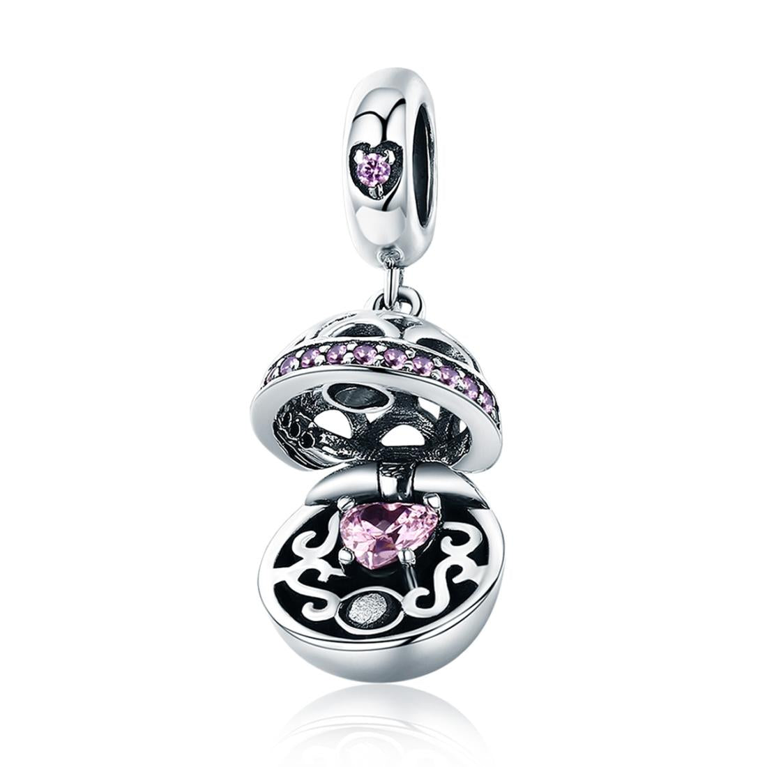 Pink Surprise Love Sterling Silver Bead Charm Bracelet Necklace